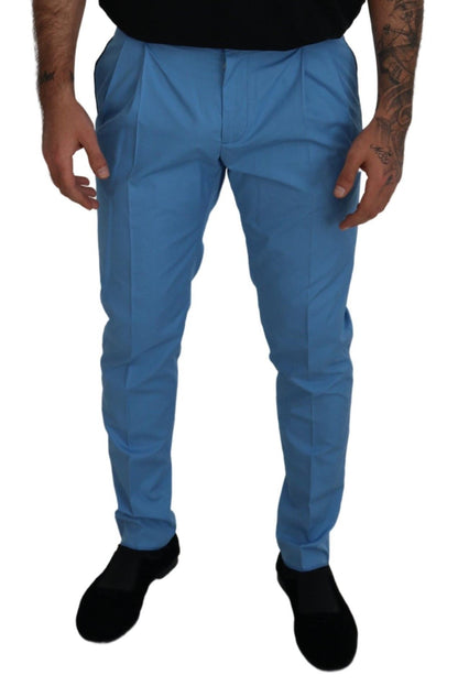 Dolce &amp; Gabbana Blaue Baumwoll-Seidenhose Chinos