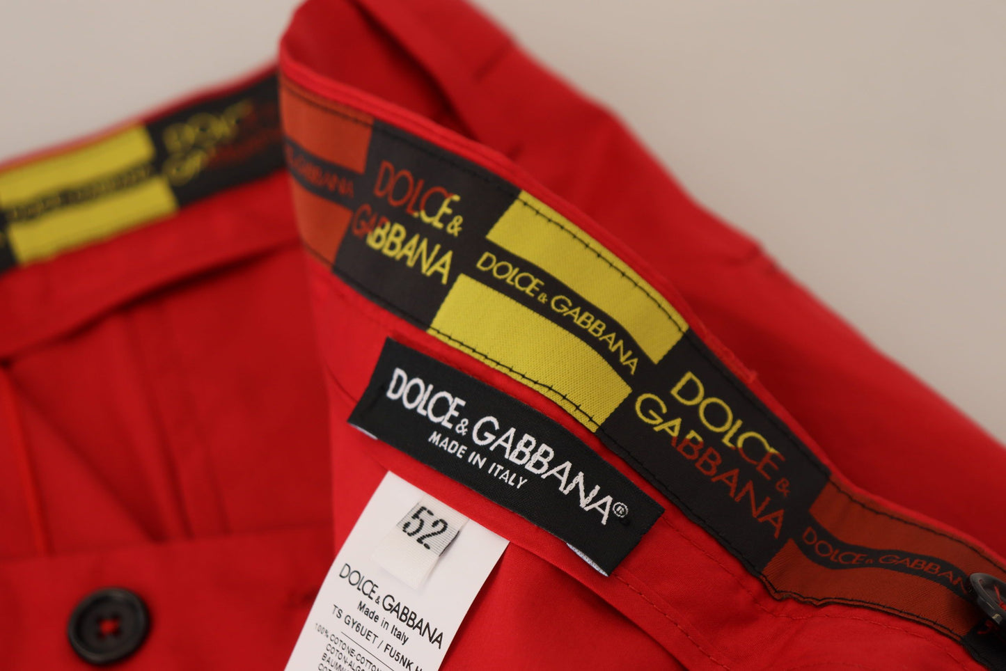 Dolce &amp; Gabbana Rote Chinos mit schmaler Passform aus Baumwolle
