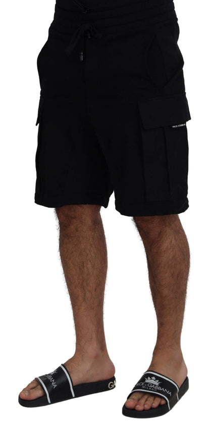 Dolce &amp; Gabbana – Schwarze Bermuda-Cargo-Shorts aus Baumwolle