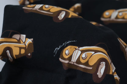 Dolce &amp; Gabbana – Schwarzes Poloshirt mit Auto-Print und kurzen Ärmeln