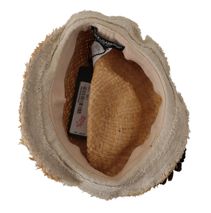 Dolce &amp; Gabbana – Strohhut mit gelbem Band und Blumenverzierung