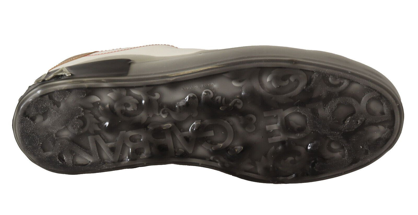 Dolce &amp; Gabbana Weißgold Leder Low Top Sneakers Freizeitschuhe