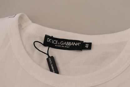 Dolce &amp; Gabbana – Weißes T-Shirt mit kurzen Ärmeln und Pattentasche