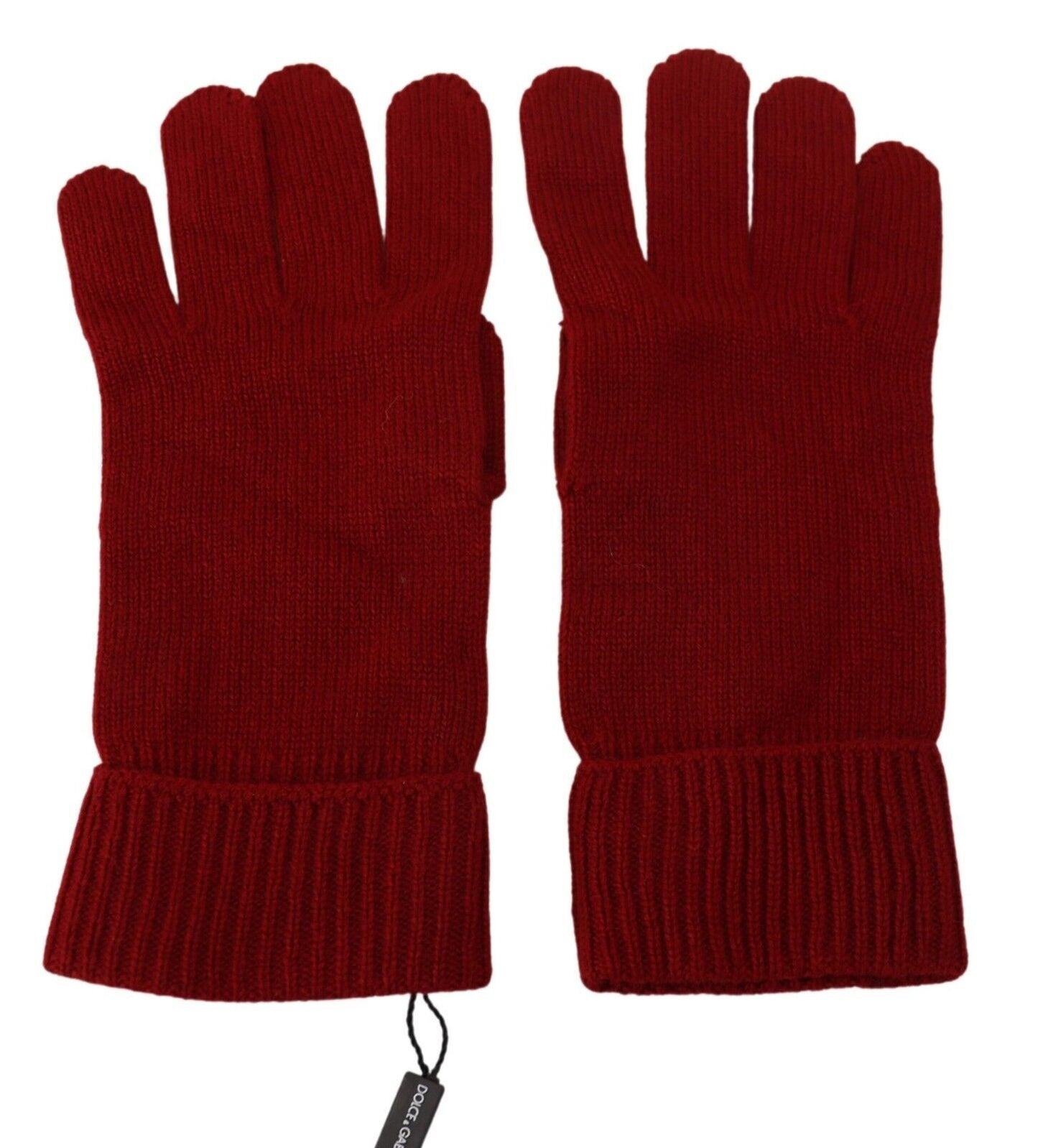 Dolce & Gabbana Red 100% Cashmere Knit Hands Mitten Mens Gloves