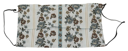 Dolce &amp; Gabbana – Weiße Gesichtsmaske aus geblümter Baumwolle mit plissiertem Gummiband und Ohrschlaufen