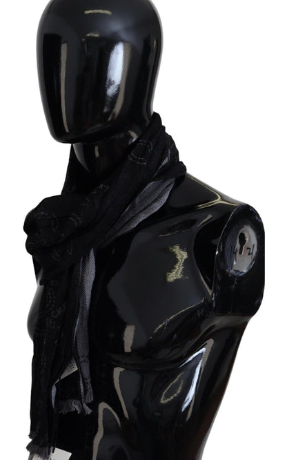 Costume National Herren-Halstuch, Schwarz/Grau, Logo-Print