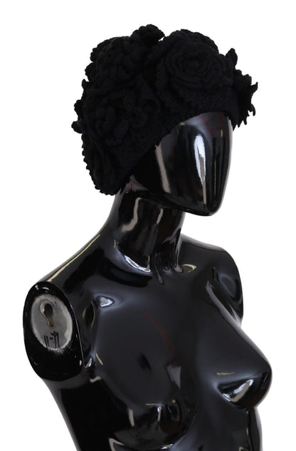 Dolce &amp; Gabbana – Schwarze Wintermütze aus Wollstrick