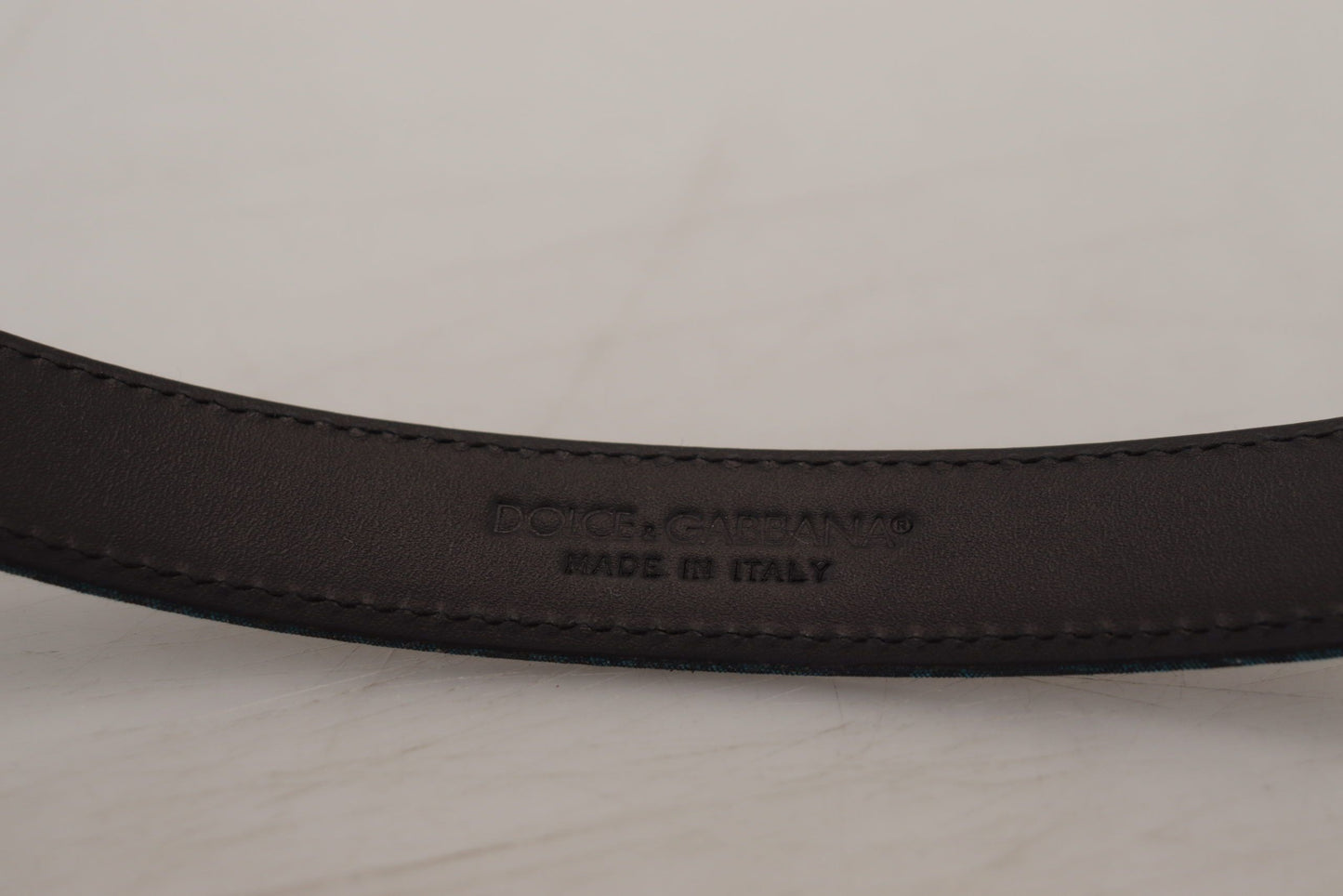 Dolce &amp; Gabbana Blauer Jacquard-Moire-Gürtel aus silbernem Metall Herren