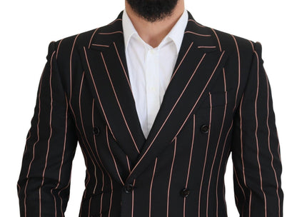 Dolce &amp; Gabbana – Zweireihiger Blazer aus Viskose mit schwarzen Streifen
