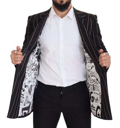 Dolce &amp; Gabbana – Zweireihiger Blazer aus Viskose mit schwarzen Streifen