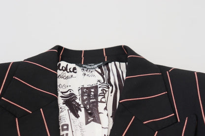 Dolce &amp; Gabbana – Zweireihiger Blazer aus Viskose mit schwarzen Streifen