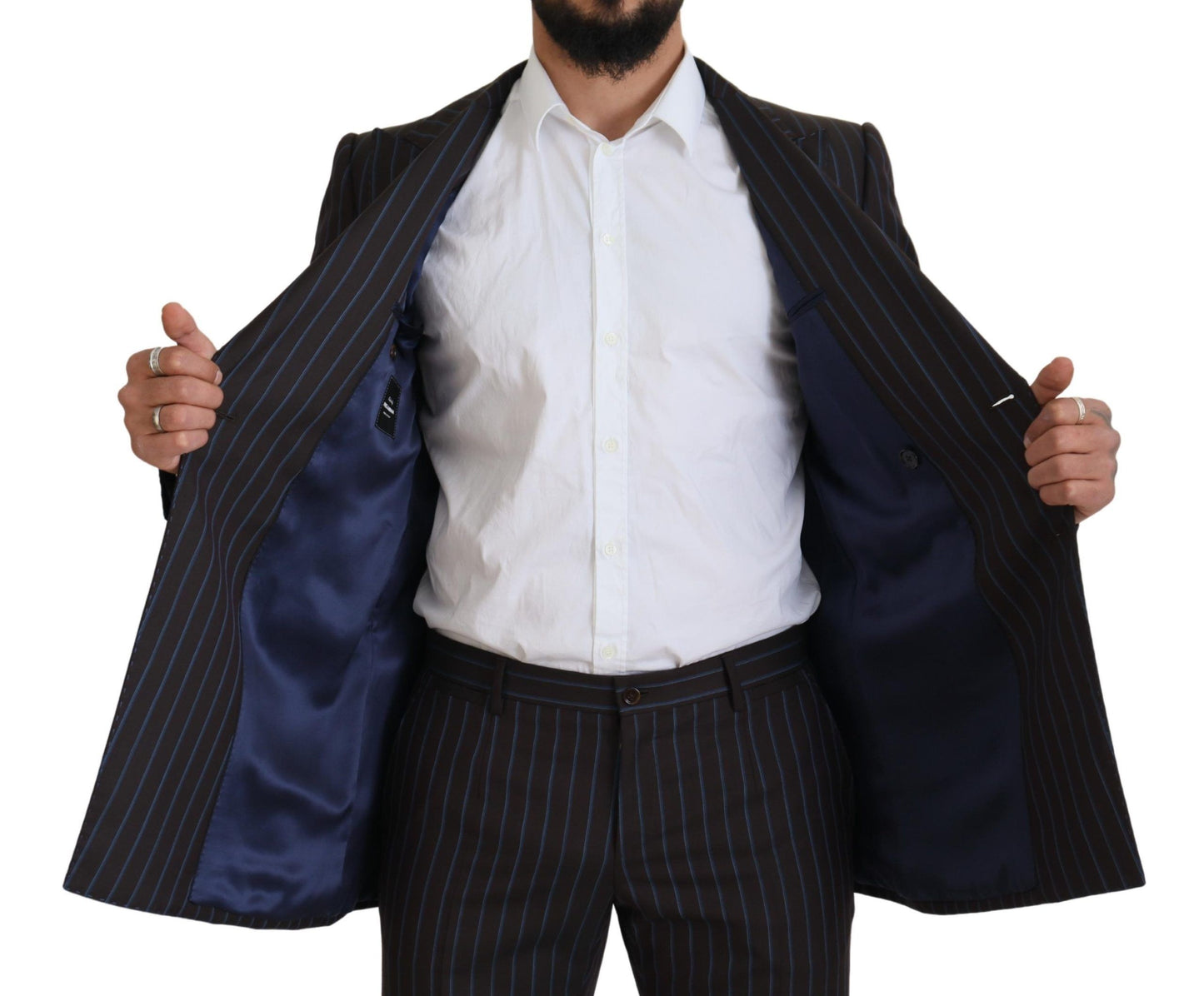 Dolce &amp; Gabbana – Schwarz gestreifter, formeller zweiteiliger Wollanzug