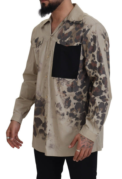 Dolce &amp; Gabbana Beige Camouflage Langarmhemd aus Baumwolle
