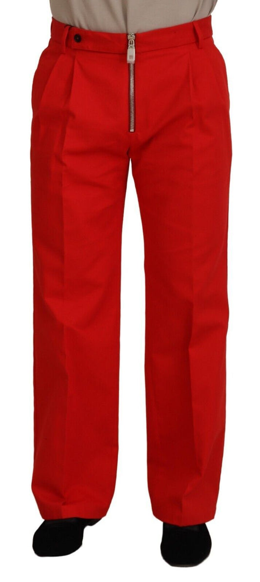 Dolce &amp; Gabbana Rote Straight Fit Herrenhose Baumwollhose