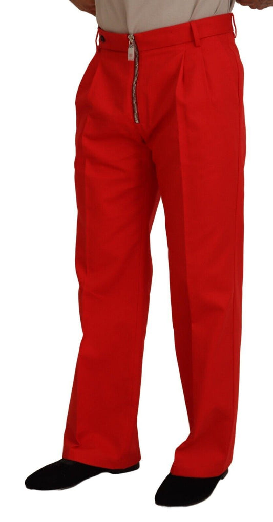 Dolce &amp; Gabbana Rote Straight Fit Herrenhose Baumwollhose