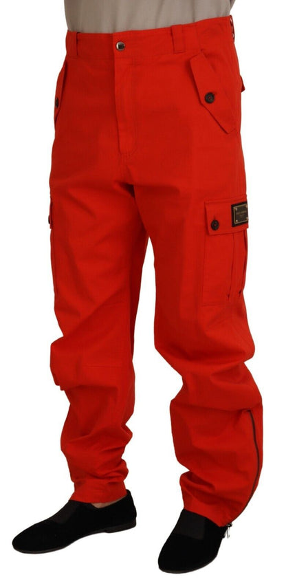 Dolce &amp; Gabbana Rote Cargohose für Herren, Baumwollhose