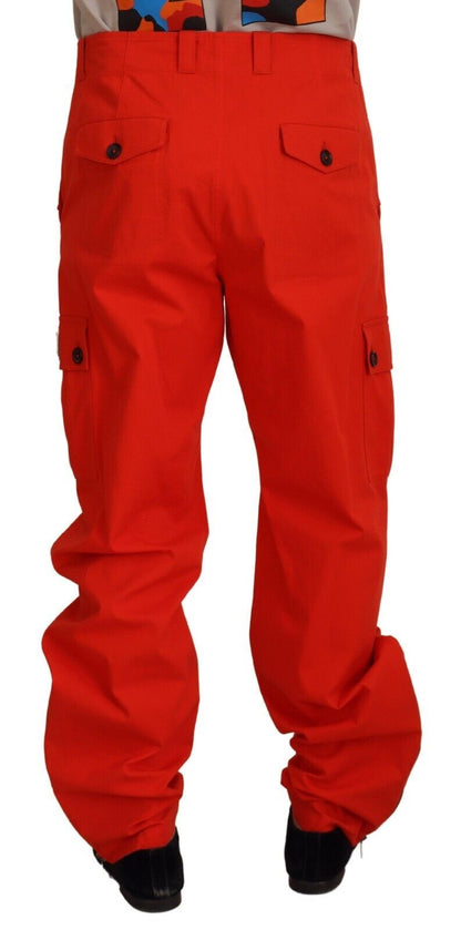 Dolce &amp; Gabbana Rote Cargohose für Herren, Baumwollhose