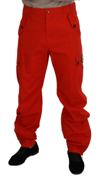 Dolce &amp; Gabbana Rote Cargohose für Herren, Baumwollhose