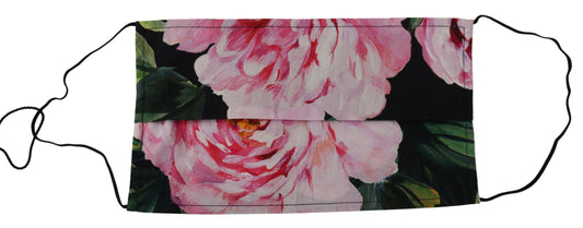 Dolce & Gabbana – Schwarze Gesichtsmaske mit Blumenmuster und elastischem Ohrschlaufenverschluss