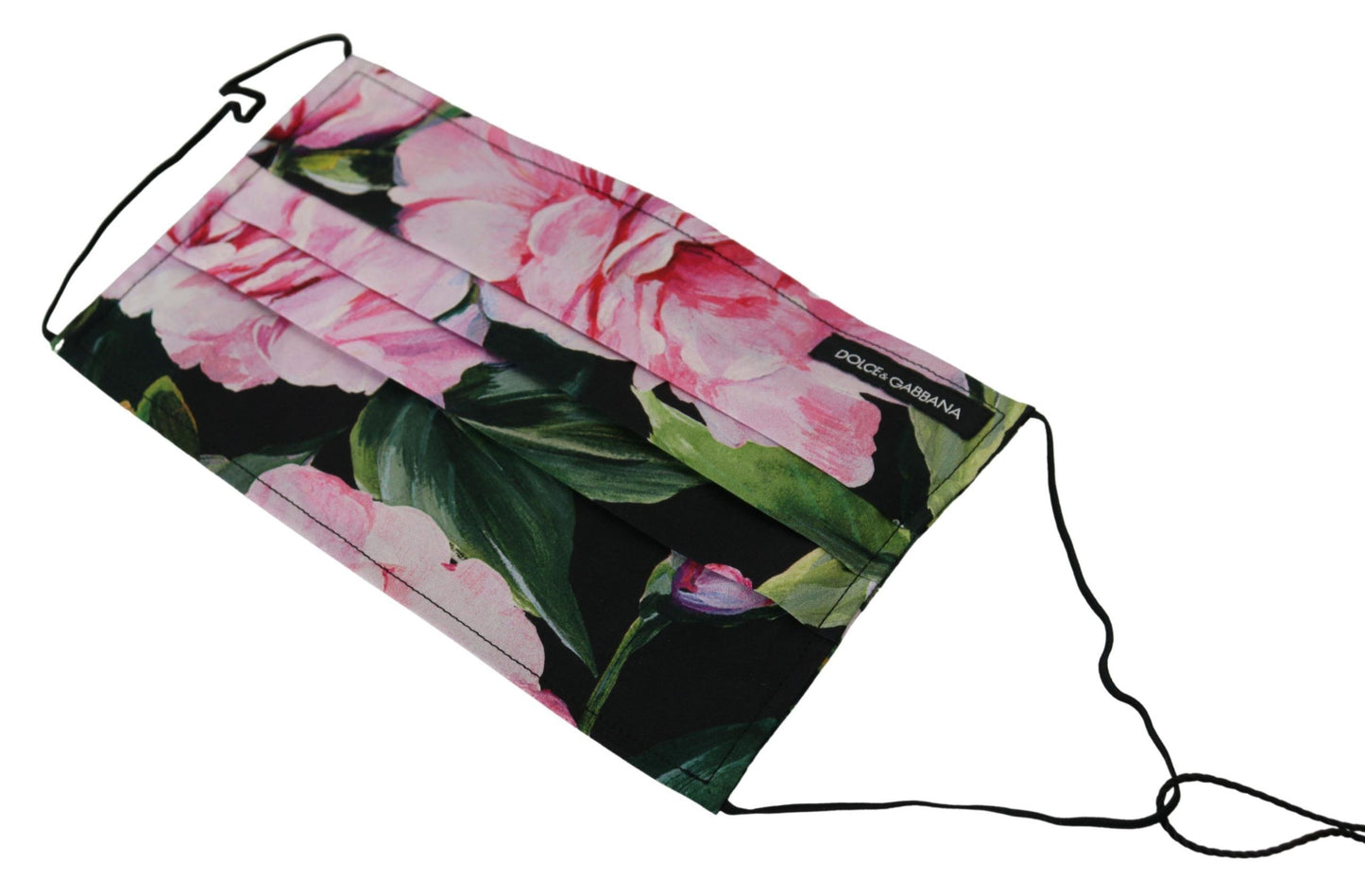Dolce &amp; Gabbana – Schwarze Gesichtsmaske mit Blumenmuster und elastischem Ohrschlaufenverschluss