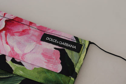 Dolce &amp; Gabbana – Schwarze Gesichtsmaske mit Blumenmuster und elastischem Ohrschlaufenverschluss