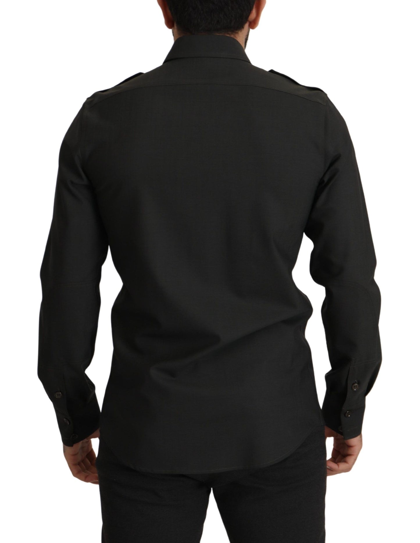 Dolce &amp; Gabbana Dunkelgrünes Slim Fit Freizeithemd aus Baumwolle für Herren