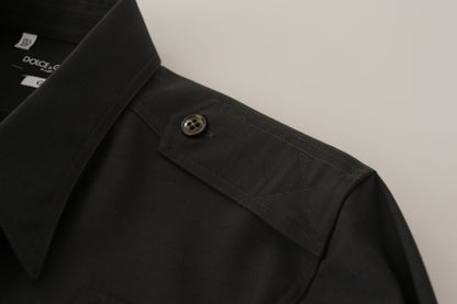 Dolce &amp; Gabbana Dunkelgrünes Slim Fit Freizeithemd aus Baumwolle für Herren