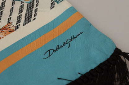 Dolce &amp; Gabbana Seidenschal mit Fransen und Muscheln im DG-Print in mehreren Farben