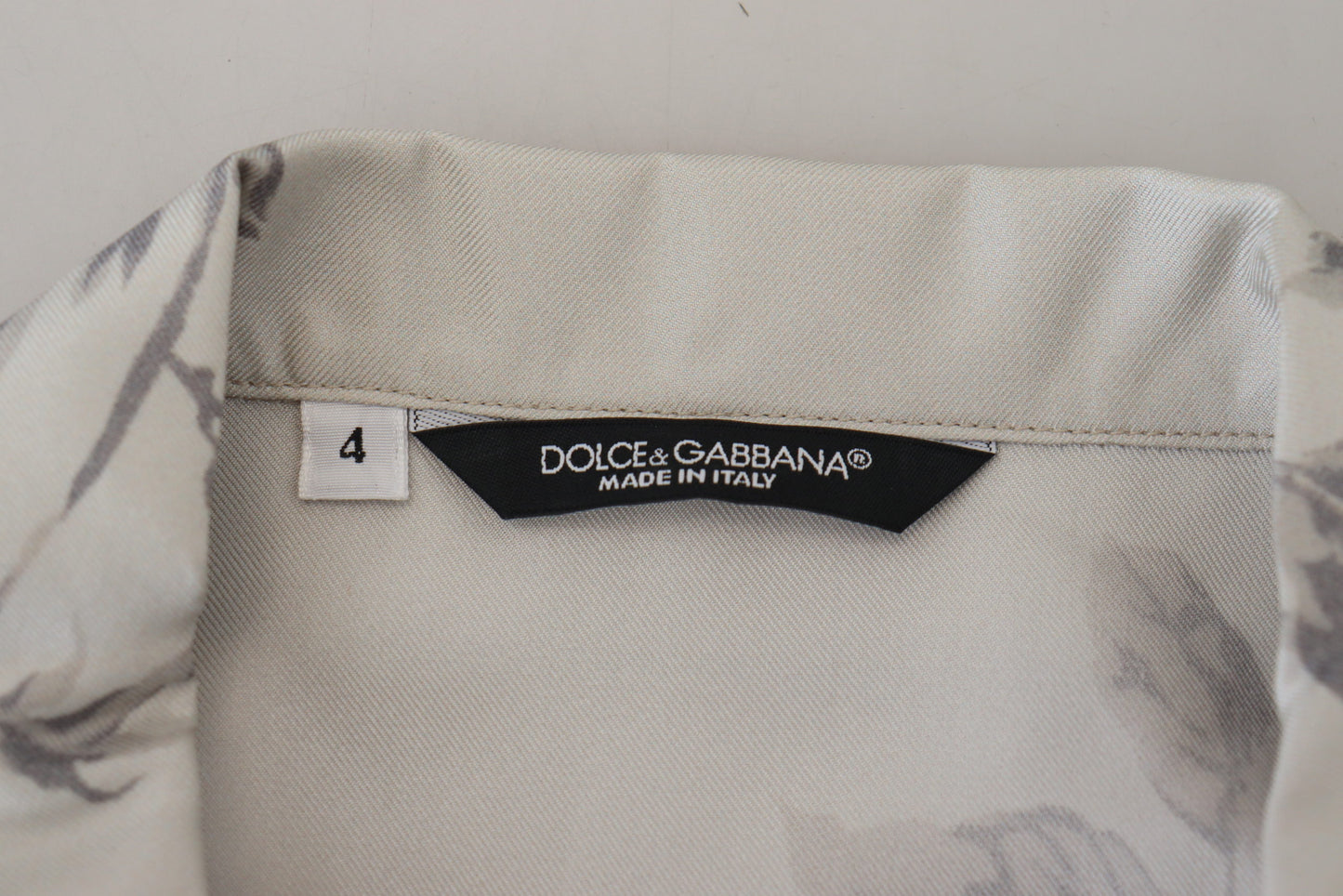 Dolce &amp; Gabbana Weißes Seidensatin-Freizeithemd mit Vogelprint