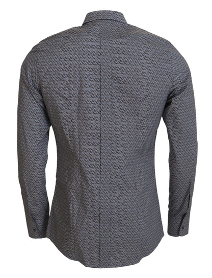 Dolce &amp; Gabbana Grau Braun GOLD Slim Fit Formelles Hemd