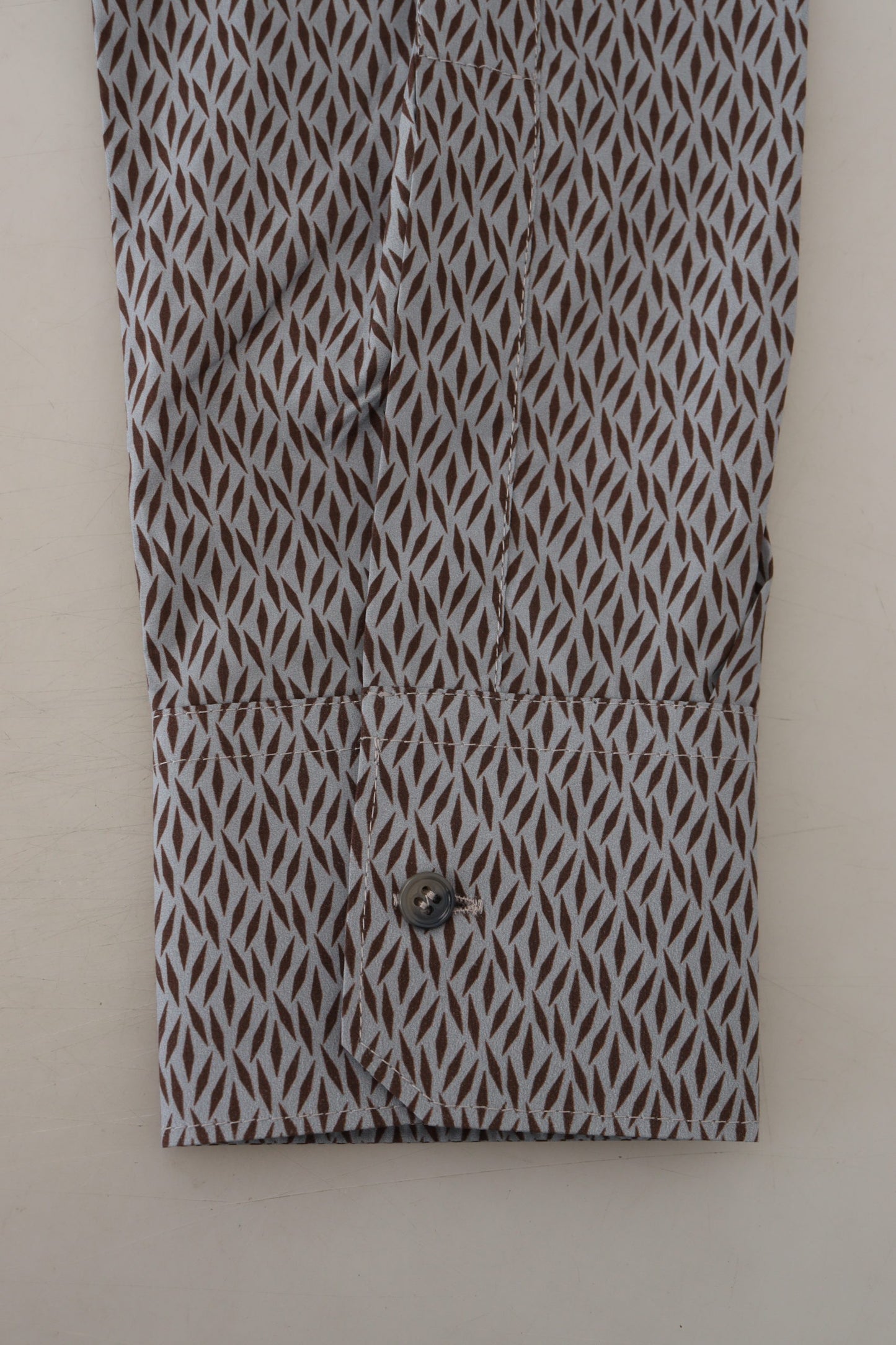 Dolce &amp; Gabbana Grau Braun GOLD Slim Fit Formelles Hemd