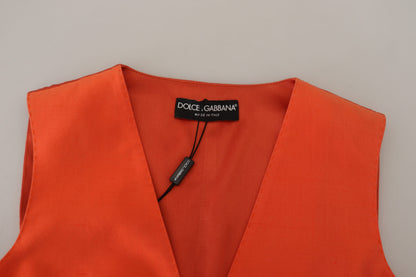 Dolce &amp; Gabbana – Orangefarbenes, ärmelloses Weste-Top mit kurzem Schnitt