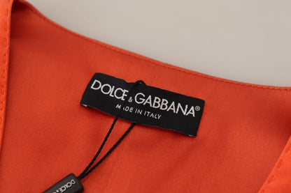 Dolce &amp; Gabbana – Orangefarbenes, ärmelloses Weste-Top mit kurzem Schnitt