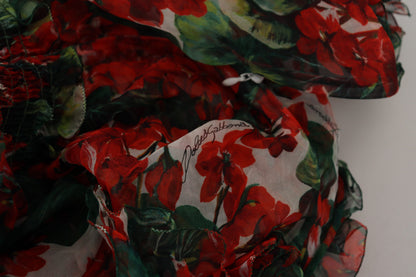 Dolce &amp; Gabbana – Mehrfarbiges, knielanges A-Linien-Kleid in Geranienoptik