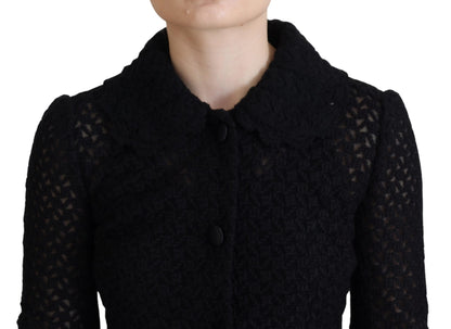 Dolce &amp; Gabbana – Schwarze Strickjacke aus Wolle mit Button-Down-Kragen