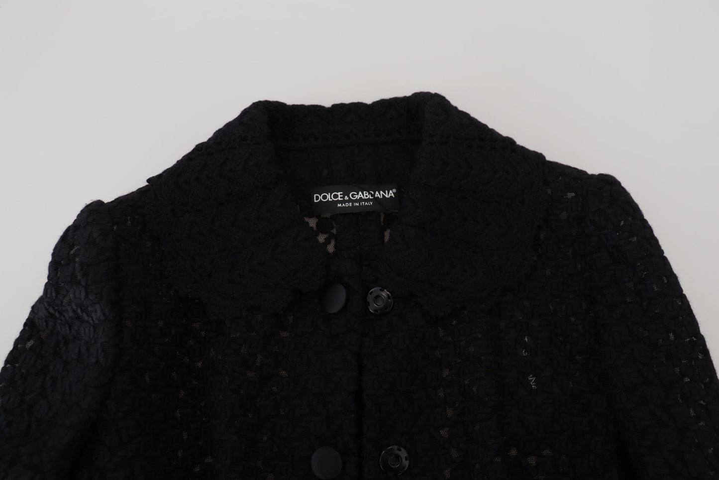 Dolce &amp; Gabbana – Schwarze Strickjacke aus Wolle mit Button-Down-Kragen