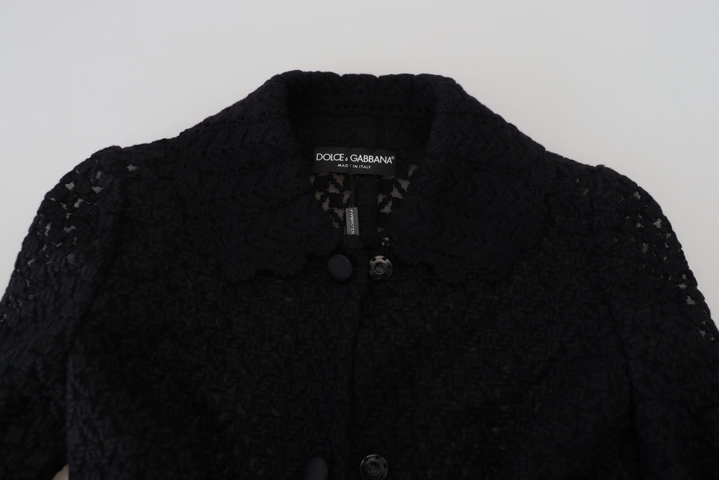 Dolce &amp; Gabbana – Schwarze, lange Blazerjacke aus Baumwolle mit Knopfleiste