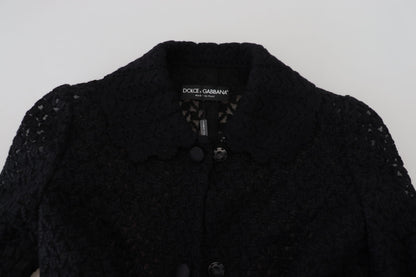 Dolce &amp; Gabbana – Schwarze, lange Blazerjacke aus Baumwolle mit Knopfleiste