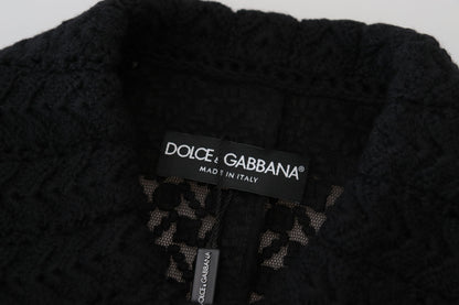 Dolce &amp; Gabbana – Schwarze, lange Blazerjacke aus Baumwolle mit Knopfleiste