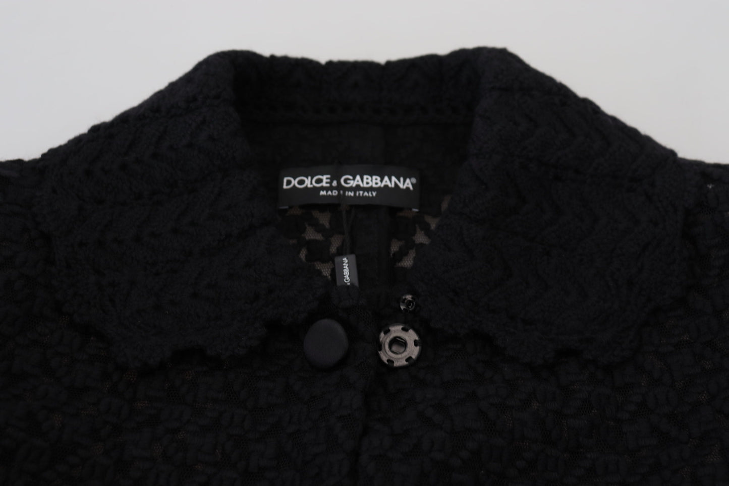 Dolce &amp; Gabbana – Schwarze, lange Blazerjacke aus Baumwolle mit Knopfleiste