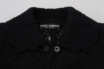 Dolce &amp; Gabbana – Schwarze, lange Blazerjacke aus Baumwolle mit Knopfleiste