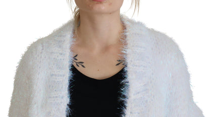 Dolce &amp; Gabbana – Weiße Strickjacke mit langen Ärmeln und Fransen
