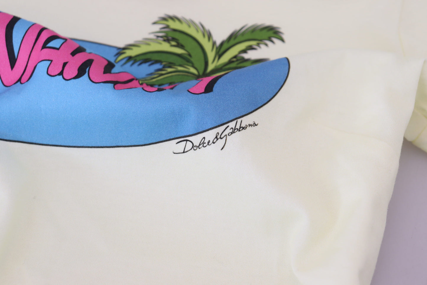 Dolce &amp; Gabbana Gelbes Havanity Rundhals-T-Shirt aus Baumwolle