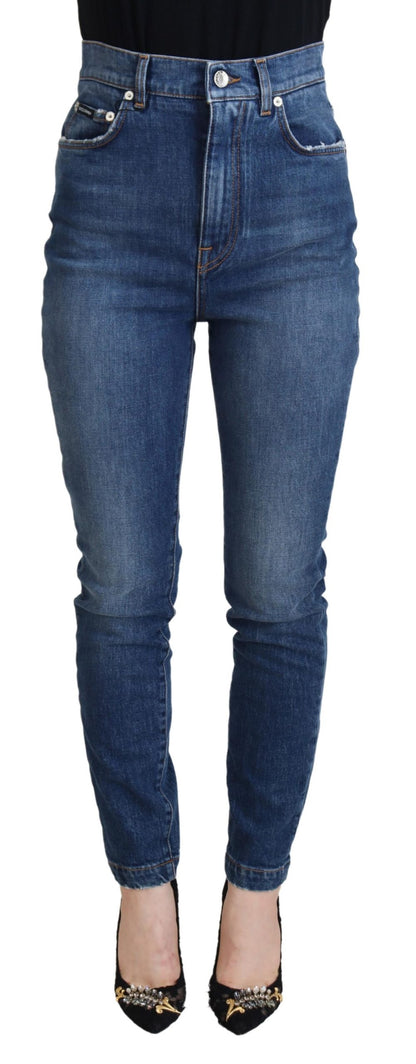 Dolce &amp; Gabbana – Blaue Skinny-Jeans aus Baumwolle mit hoher Taille