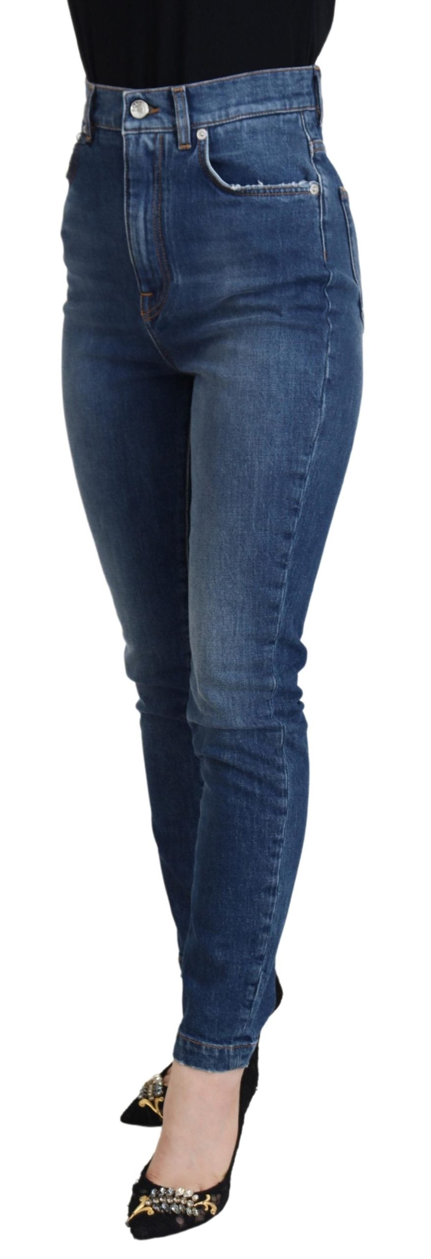 Dolce &amp; Gabbana – Blaue Skinny-Jeans aus Baumwolle mit hoher Taille