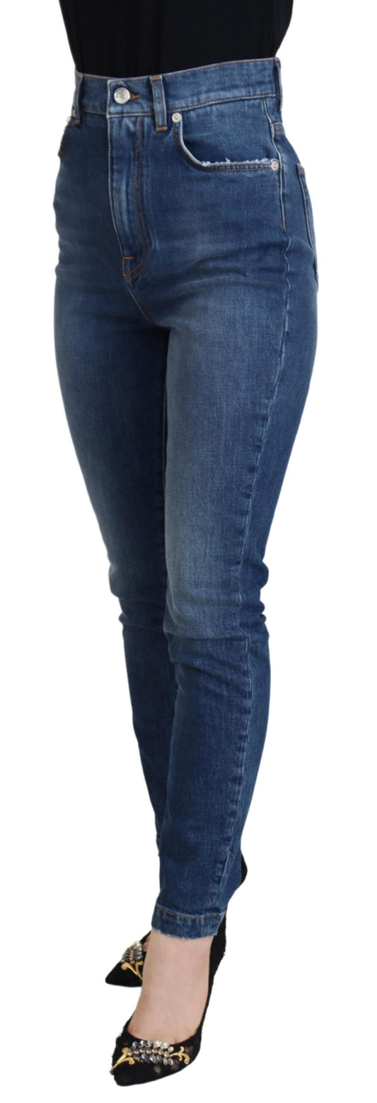 Dolce &amp; Gabbana – Blaue Skinny-Jeans aus Baumwolle mit hoher Taille