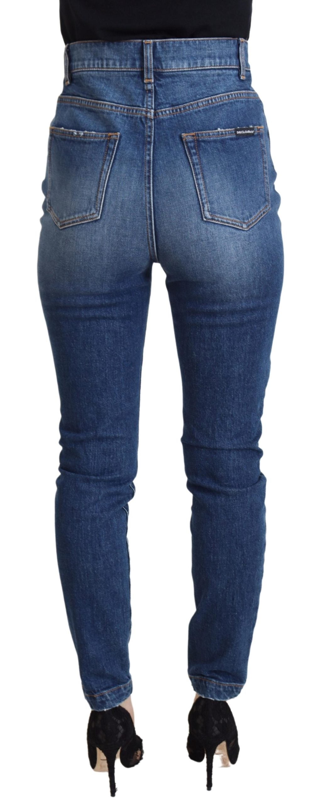 Dolce &amp; Gabbana – Blaue Skinny-Jeans aus Baumwolle mit hoher Taille