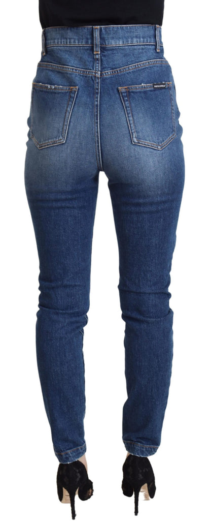 Dolce &amp; Gabbana – Blaue Skinny-Jeans aus Baumwolle mit hoher Taille