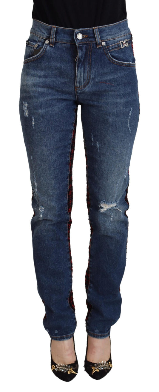 Dolce &amp; Gabbana – Blau karierte Skinny-Jeans