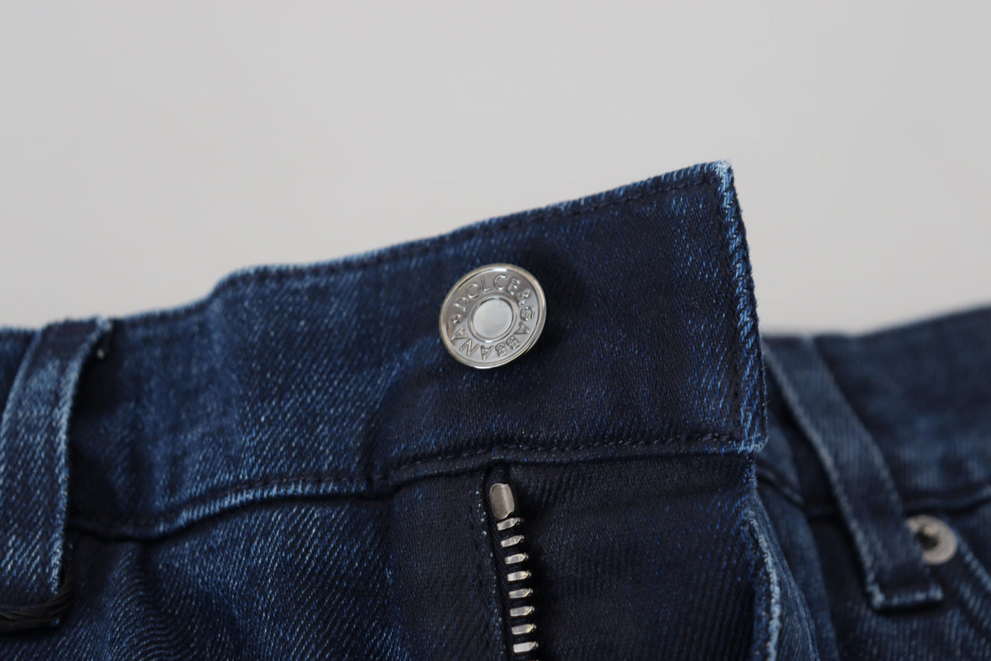 Dolce &amp; Gabbana – Skinny-Jeans aus zerfetztem Baumwoll-Denim in Blau